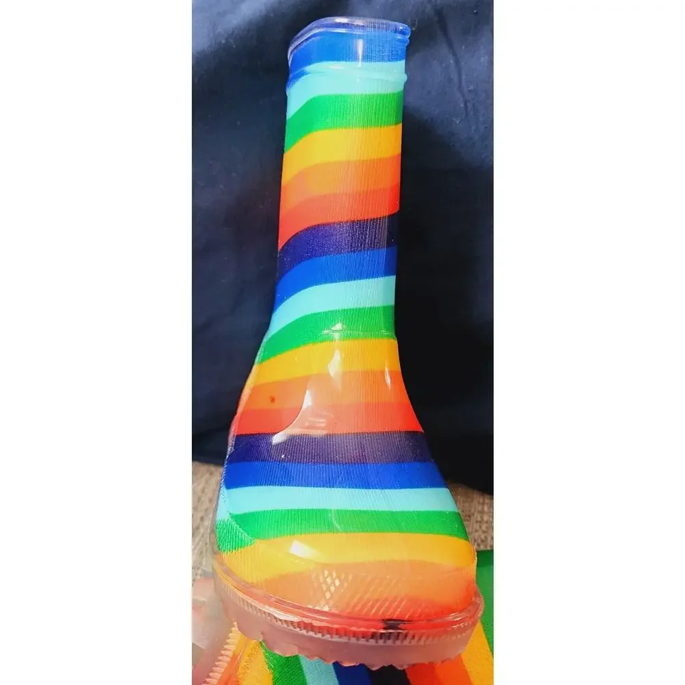 Jasom Girls Rainbow Rubber Rain Boot. Size 7 New with Original pkg. Style 86759